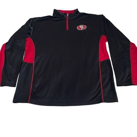 EUC NFL SF 49ers Black Red Mock Turtle 1/2 Zip Long Sleeve Top/Jacket - XLT (Tal - Picture 1 of 7